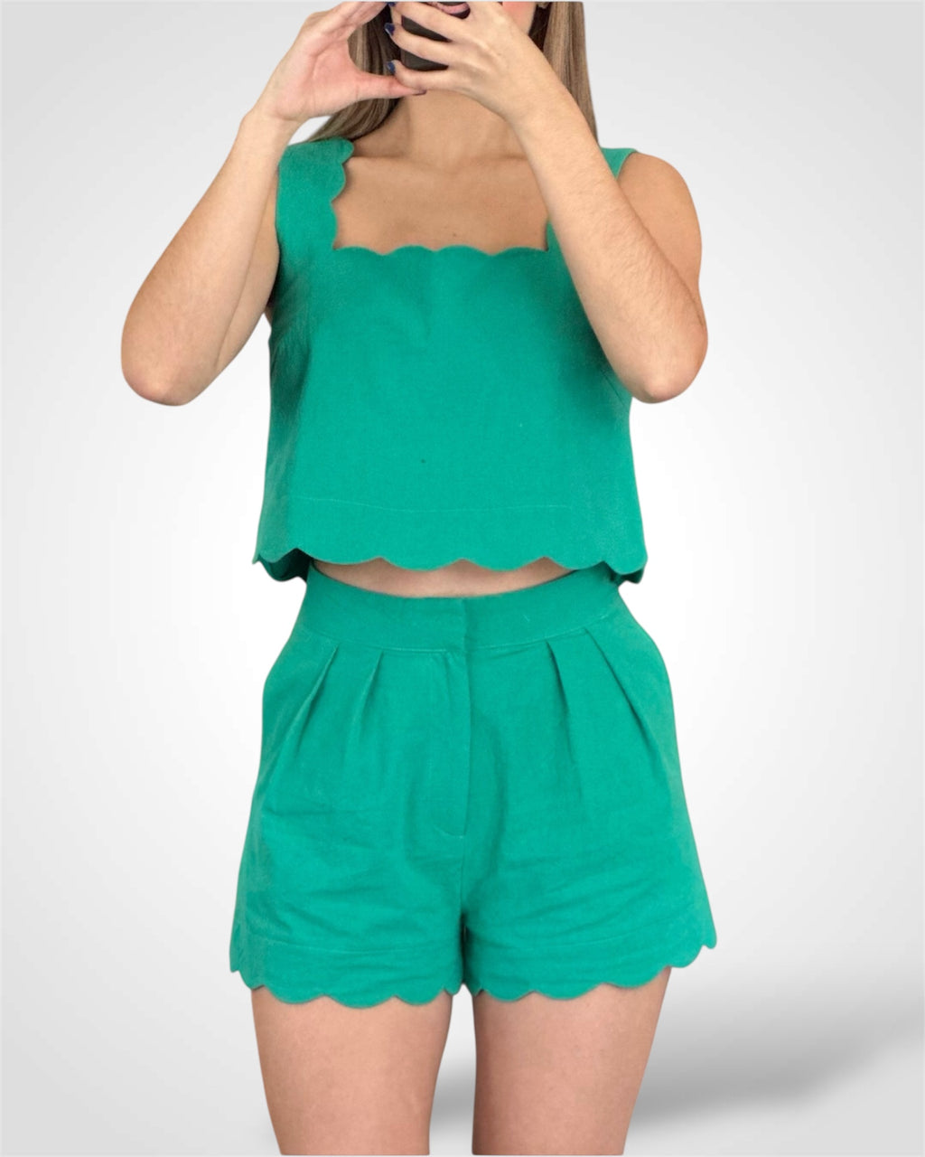 SCALLOPED EDGE SQUARE NECK CROPPED TOP