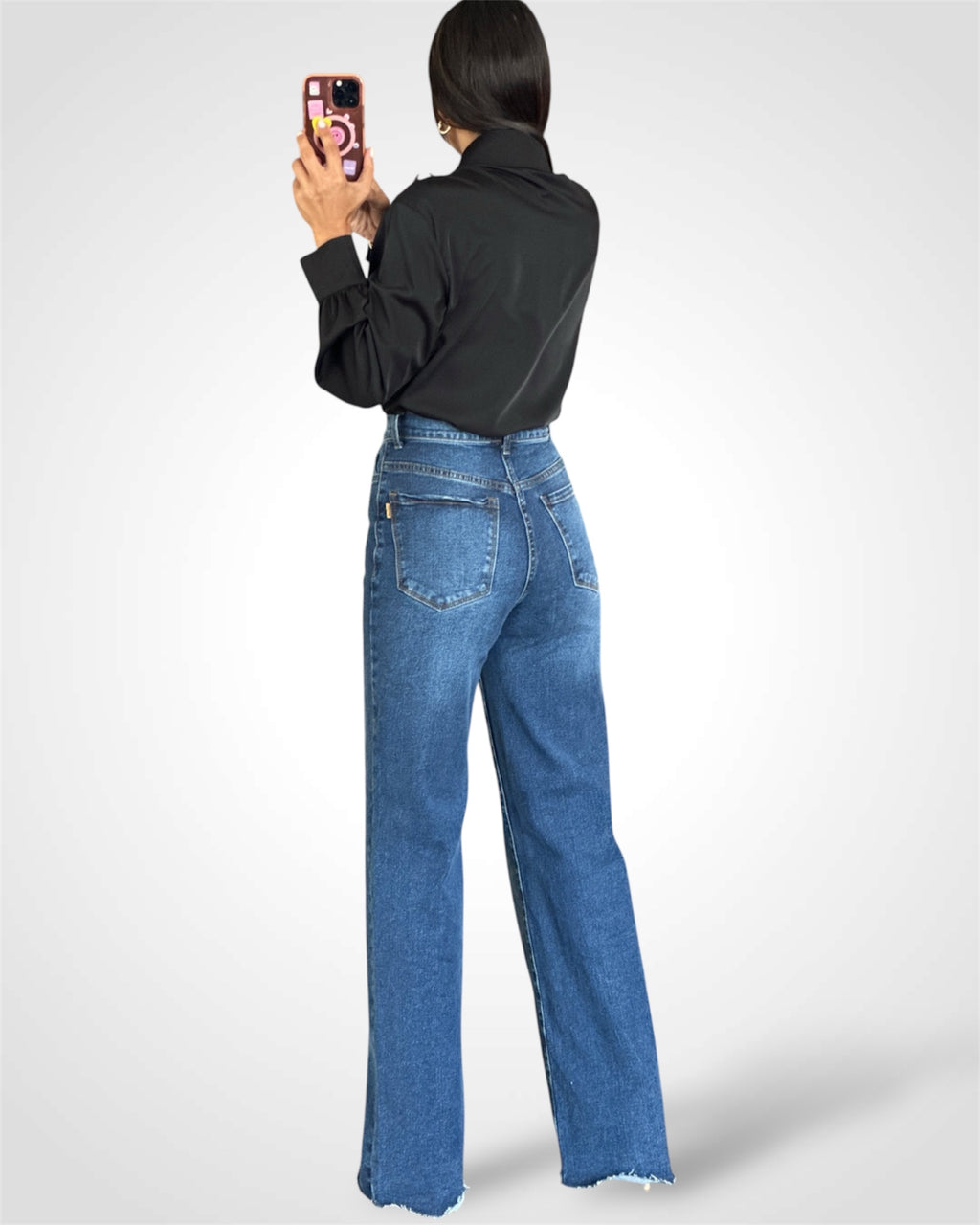 SJQ- RHINESTONES AND PEARL DETAIL LONG SLEEVE BLOUSE