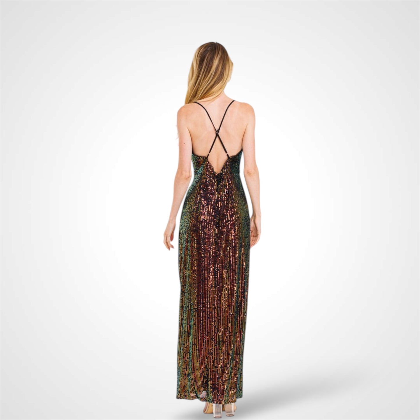 Sequins Cowl Neck Maxi Dress