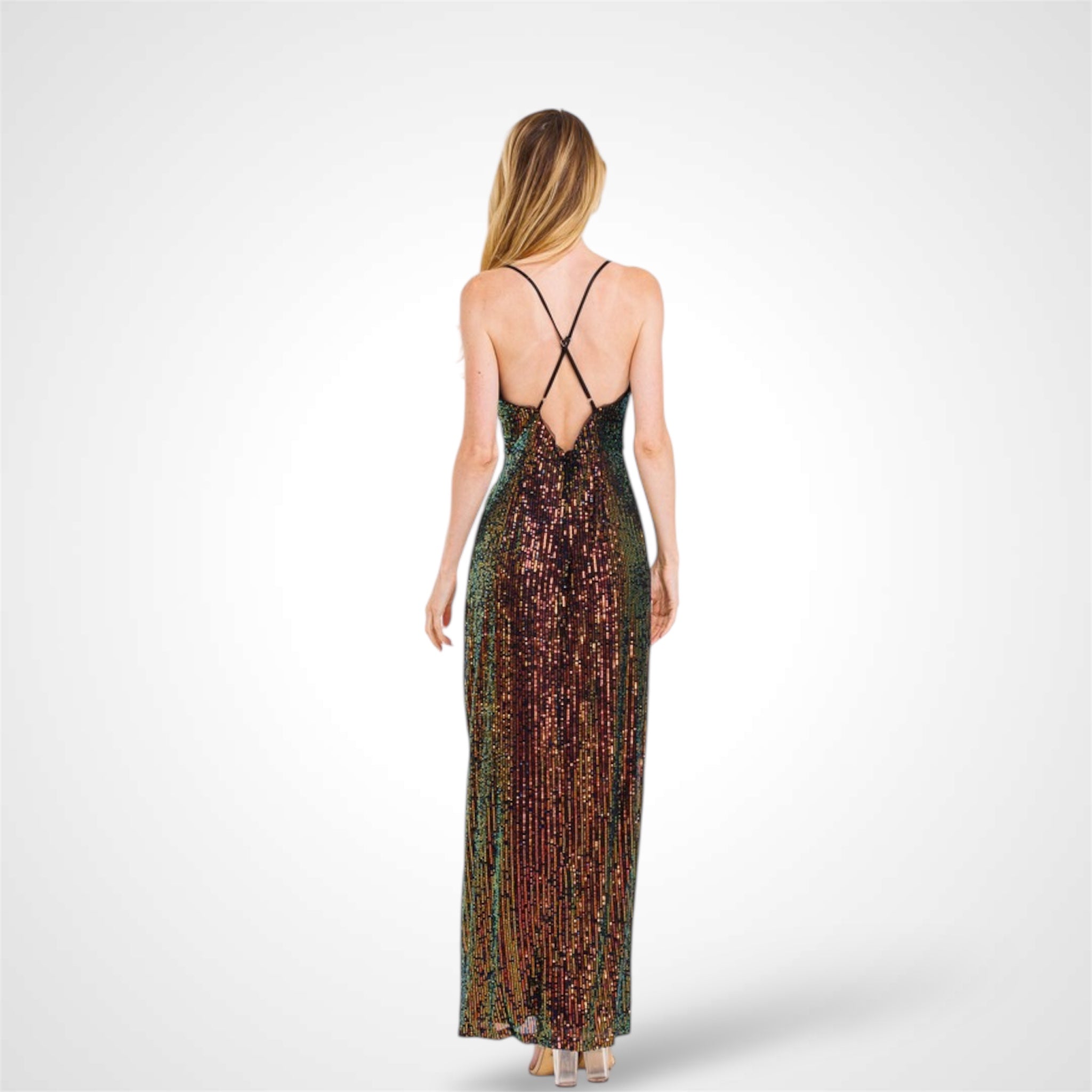Sequins Cowl Neck Maxi Dress-2