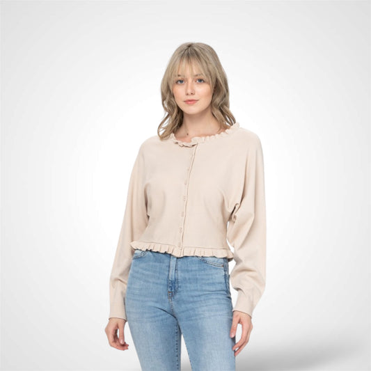 Khaki Button Sweater Top