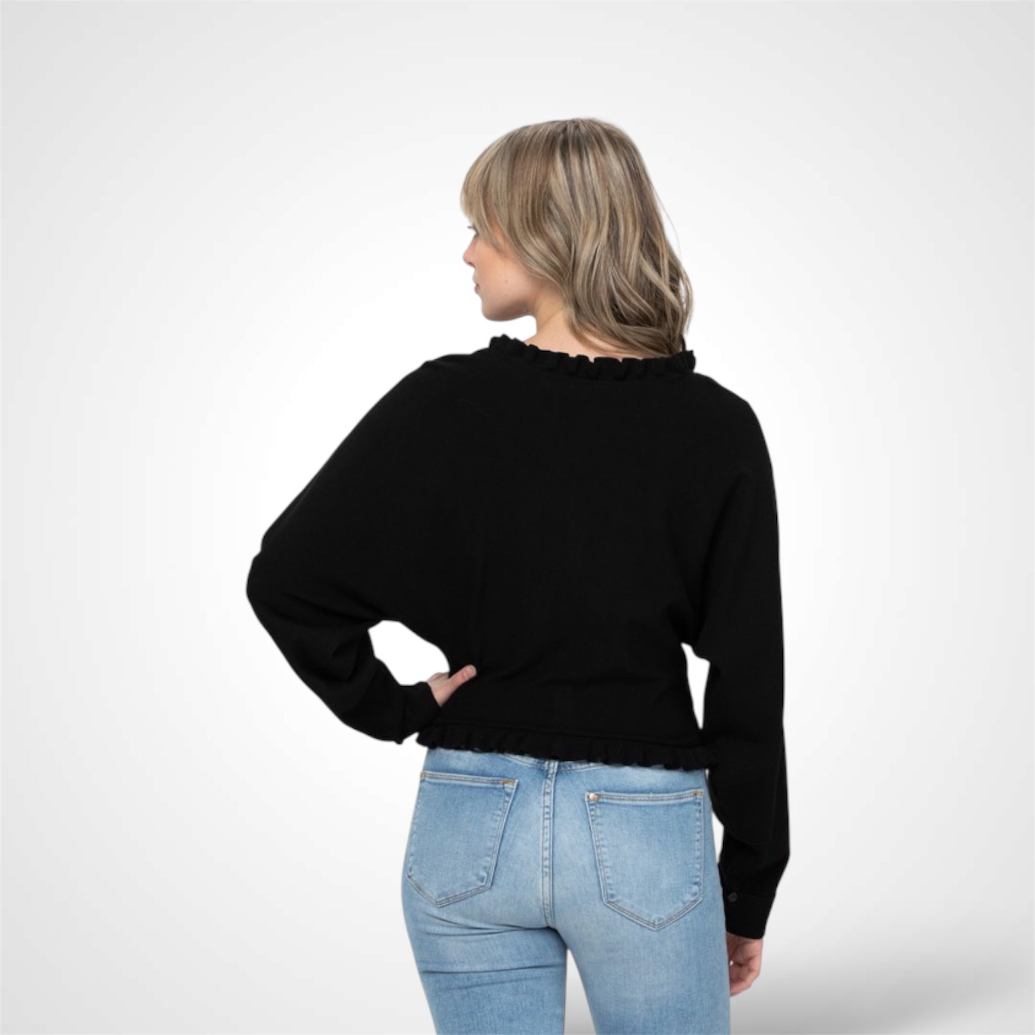 Black Button Sweater Top•-2