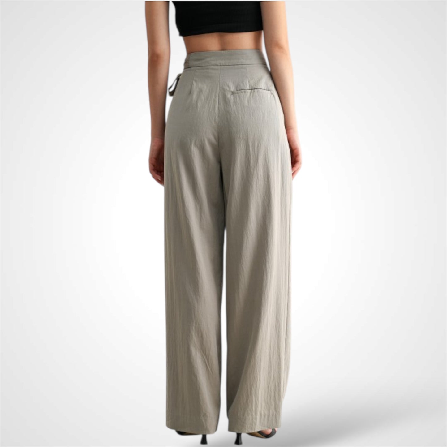 Wrap-style Wide Leg Pants With Self Tie Detail