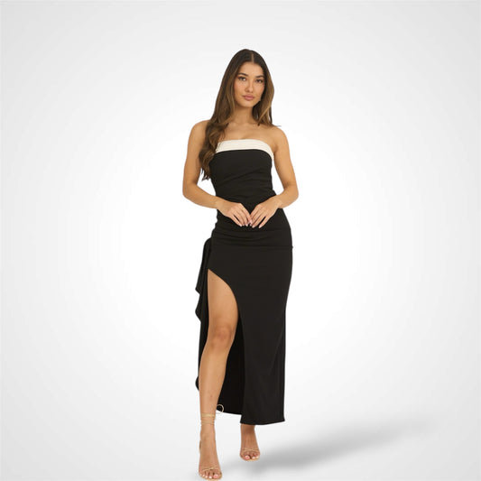 Contrast Ruched Maxi Dress