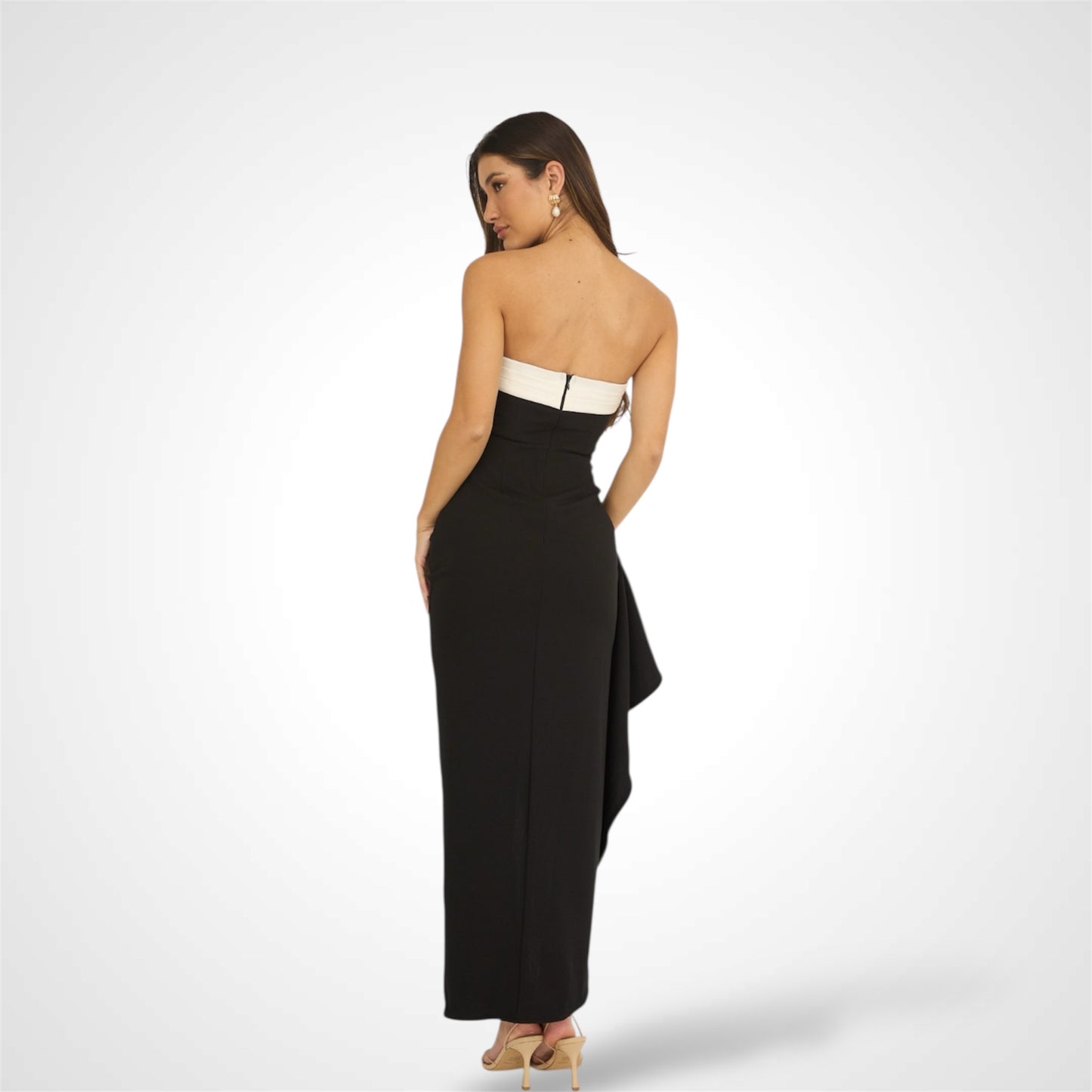 Contrast Ruched Maxi Dress