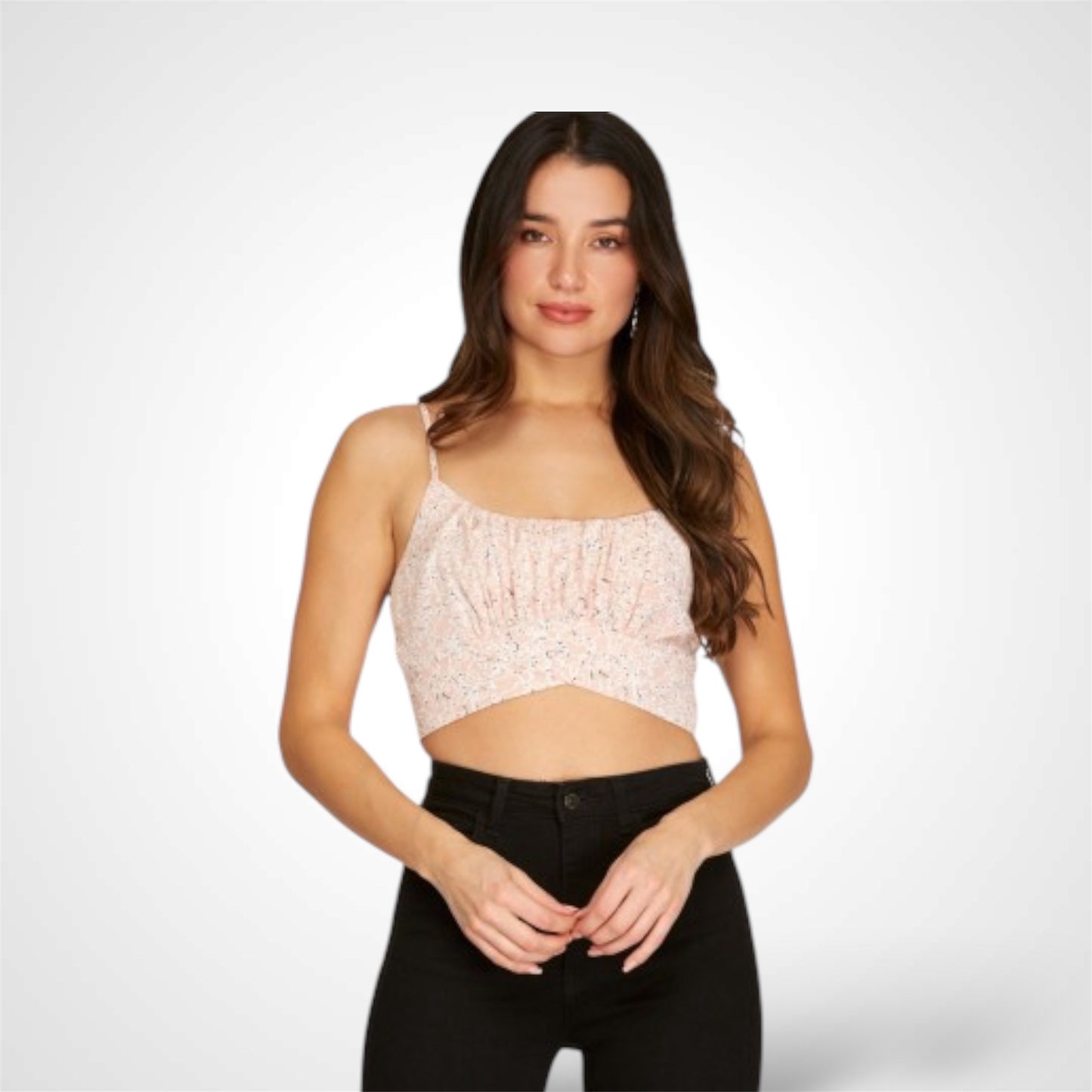 Smocked Back Detailed Woven Cami Crop Top