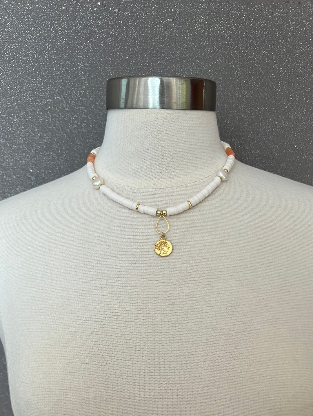 Dime Coral Necklace