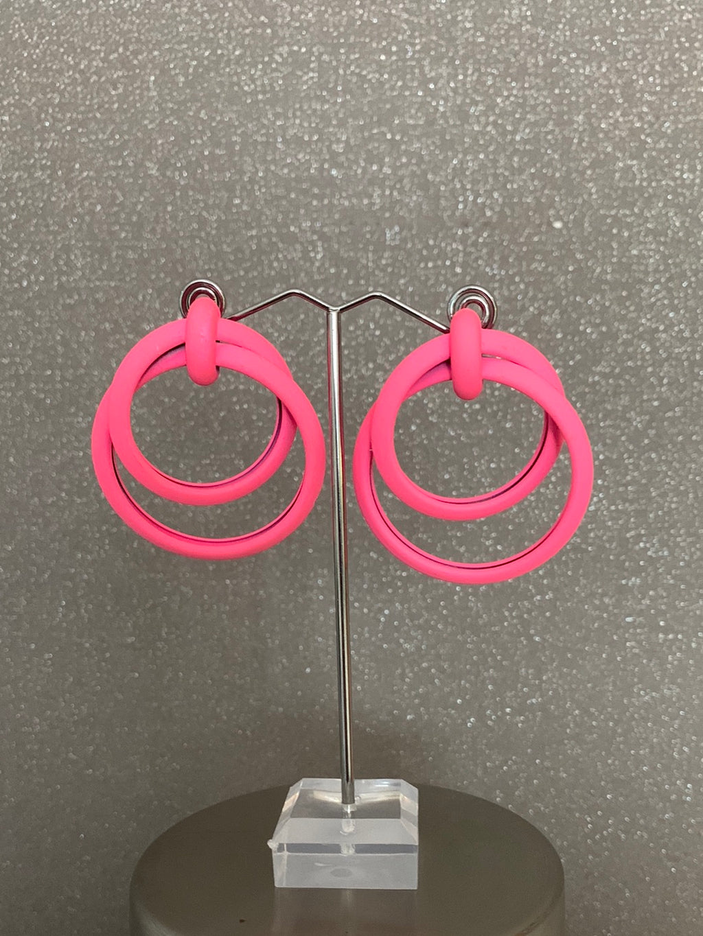 Bright Pink Hoop Earings