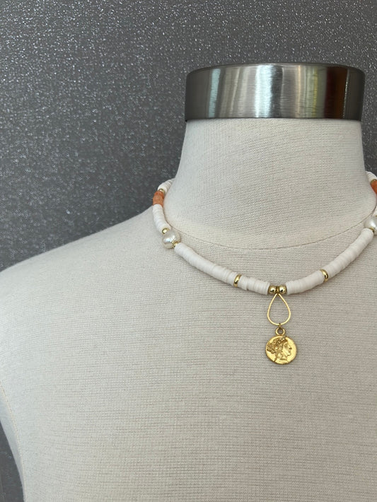 Dime Coral Necklace
