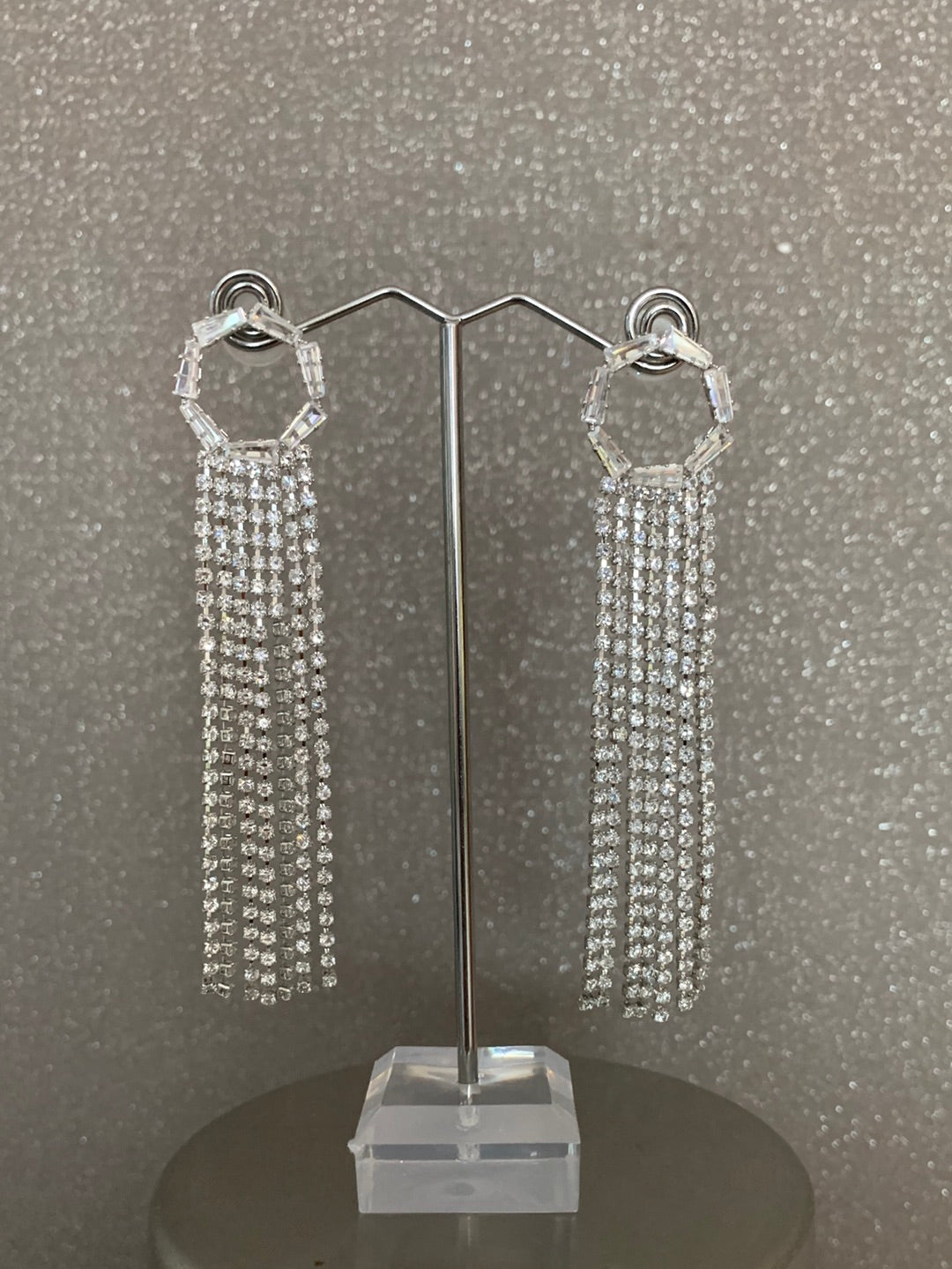 Fringe Rhinestone Earings•-2