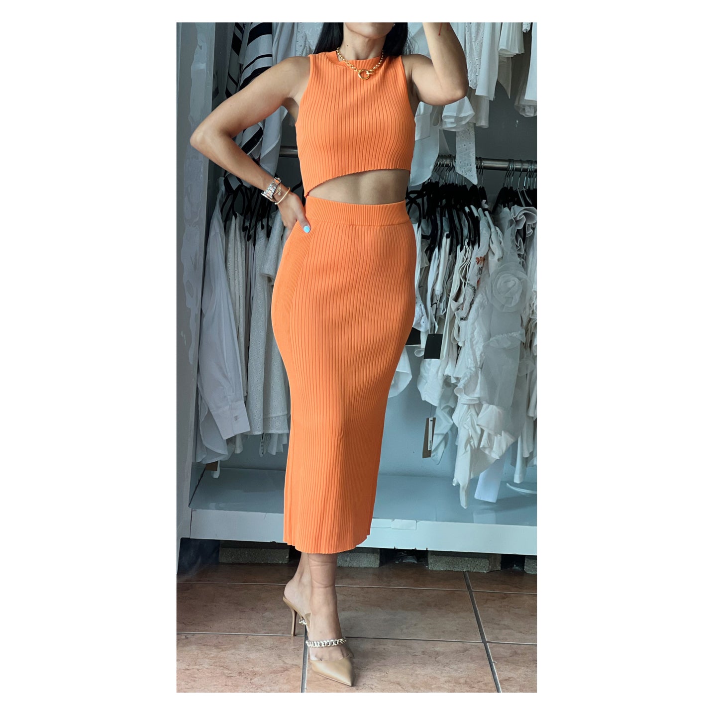 Ribbed Midi Skirt