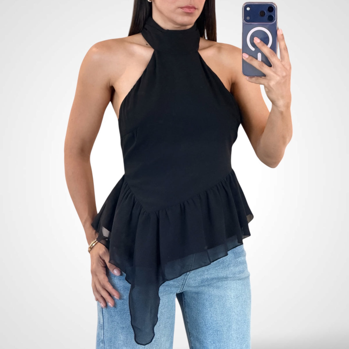 Halter Neck Asymmetrical Top
