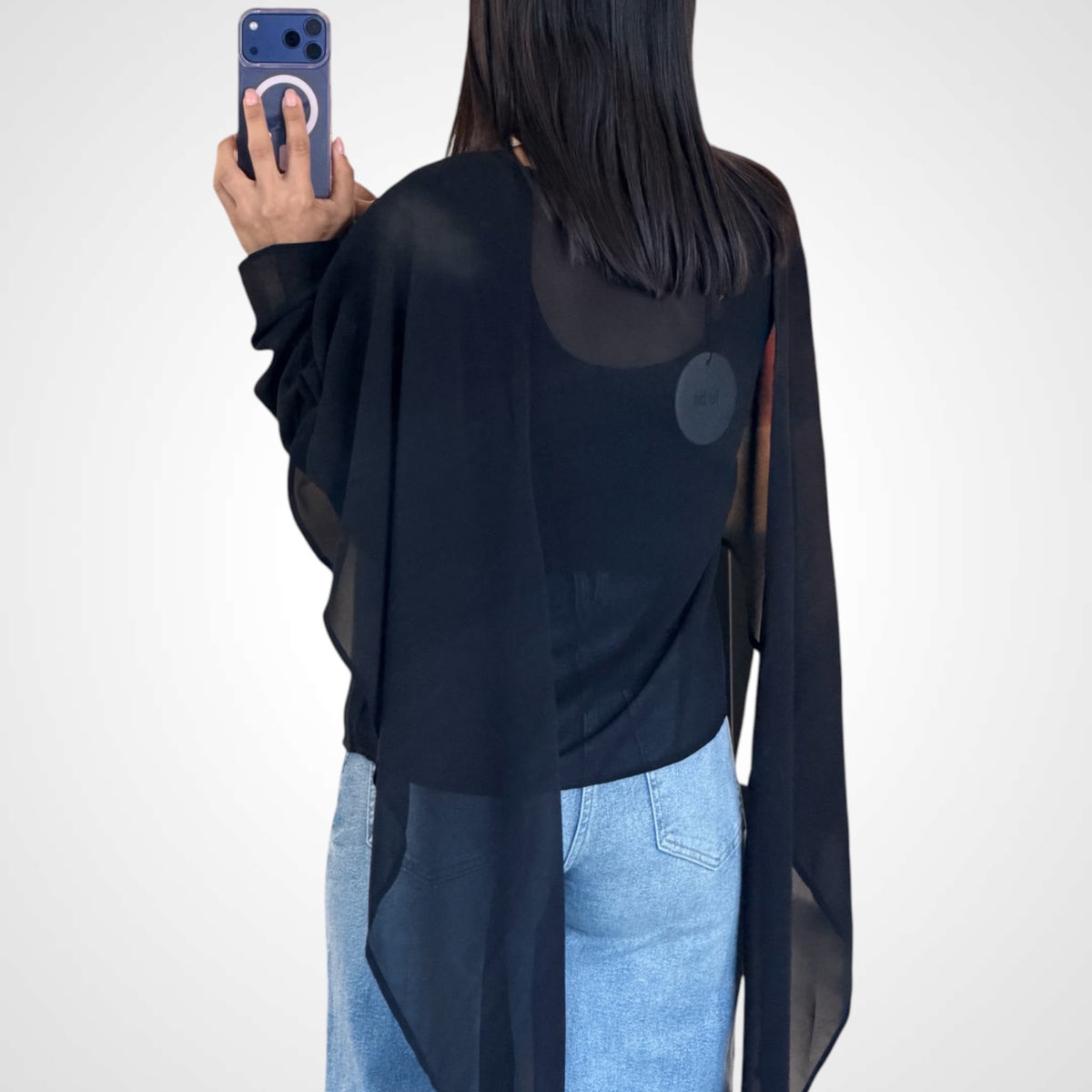 SHEER CHIFFON CAPE TOP-2