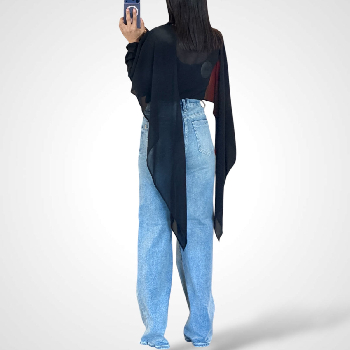 SHEER CHIFFON CAPE TOP-4