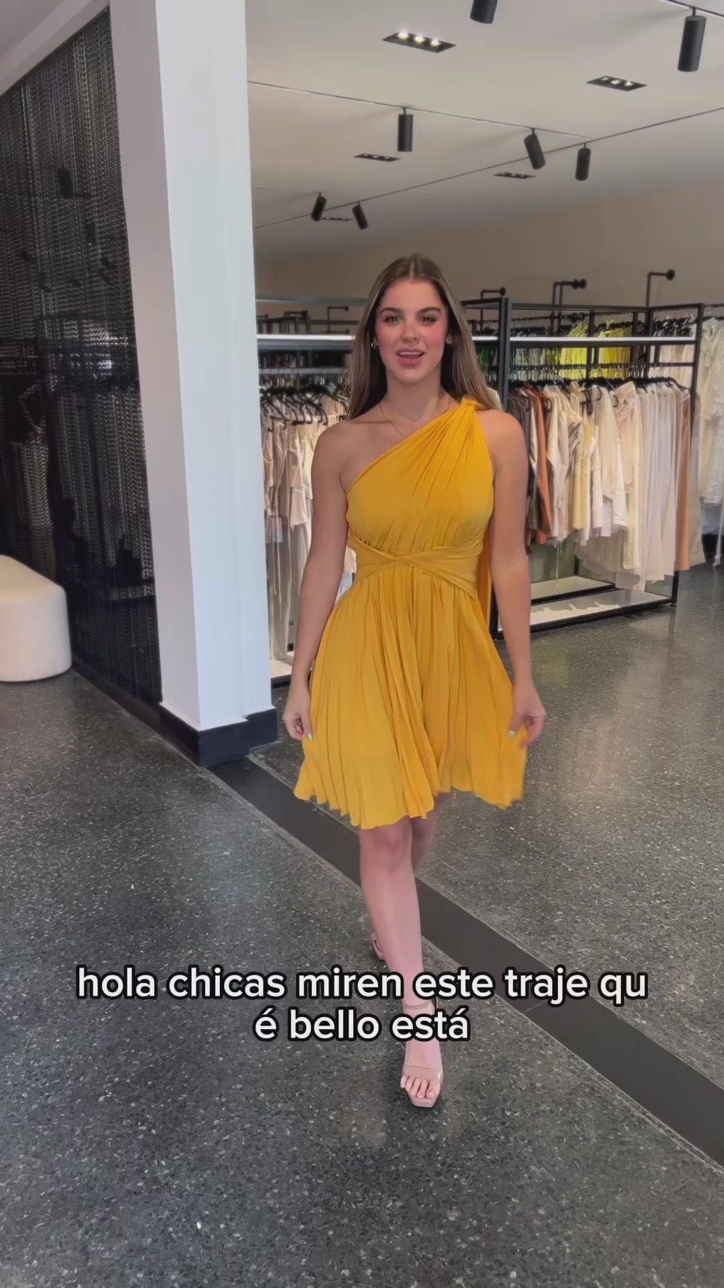 One Shoulder Pleats Short Dress