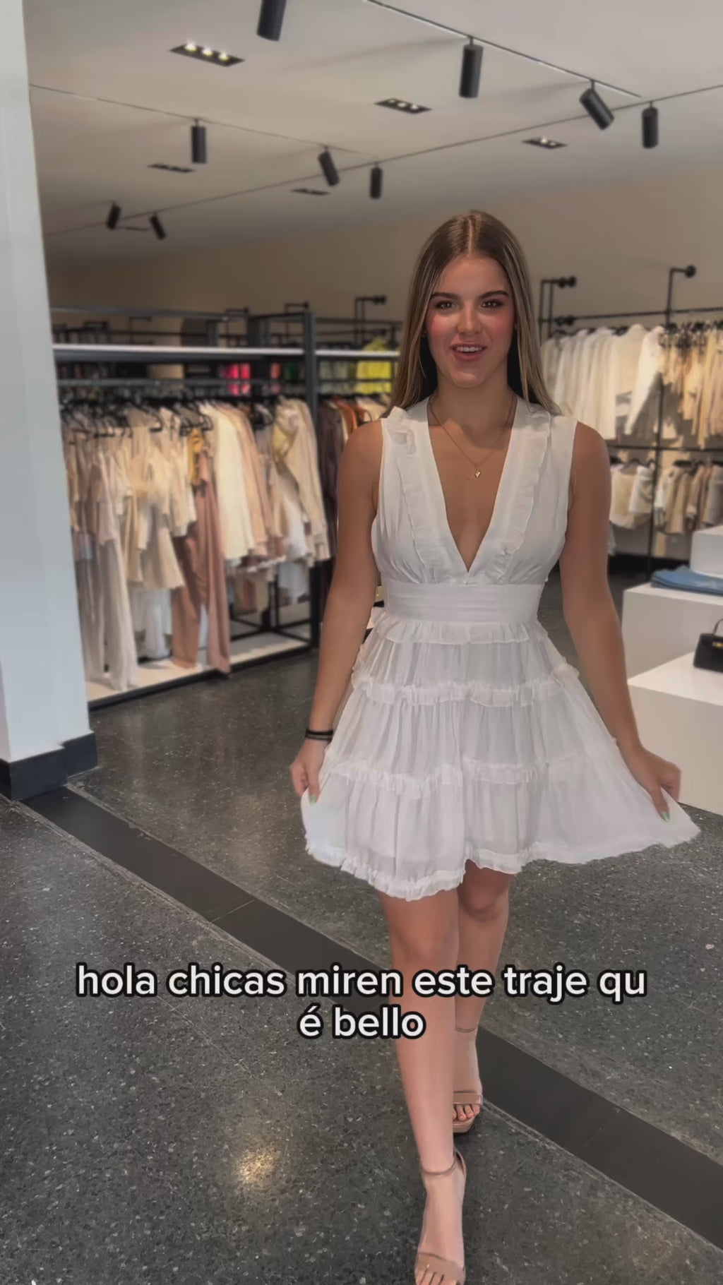 Cutout Back Short Dress (White)