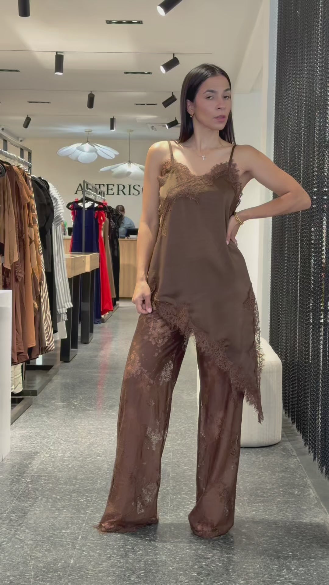 Mocha Lace Satin Set-5