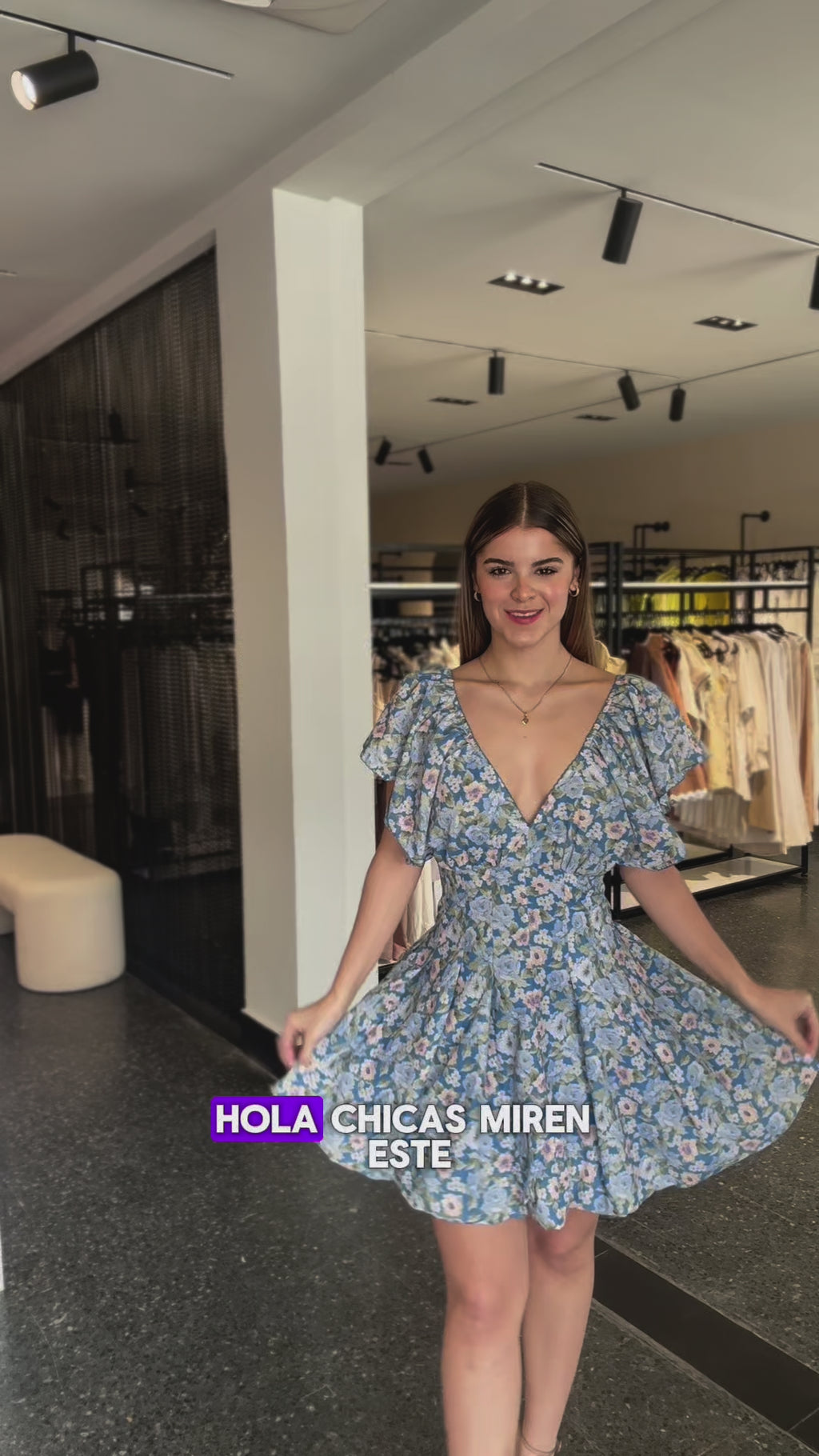 FLORAL FLUTTER SLEEVE PLEATED WAIST MINI DRESS