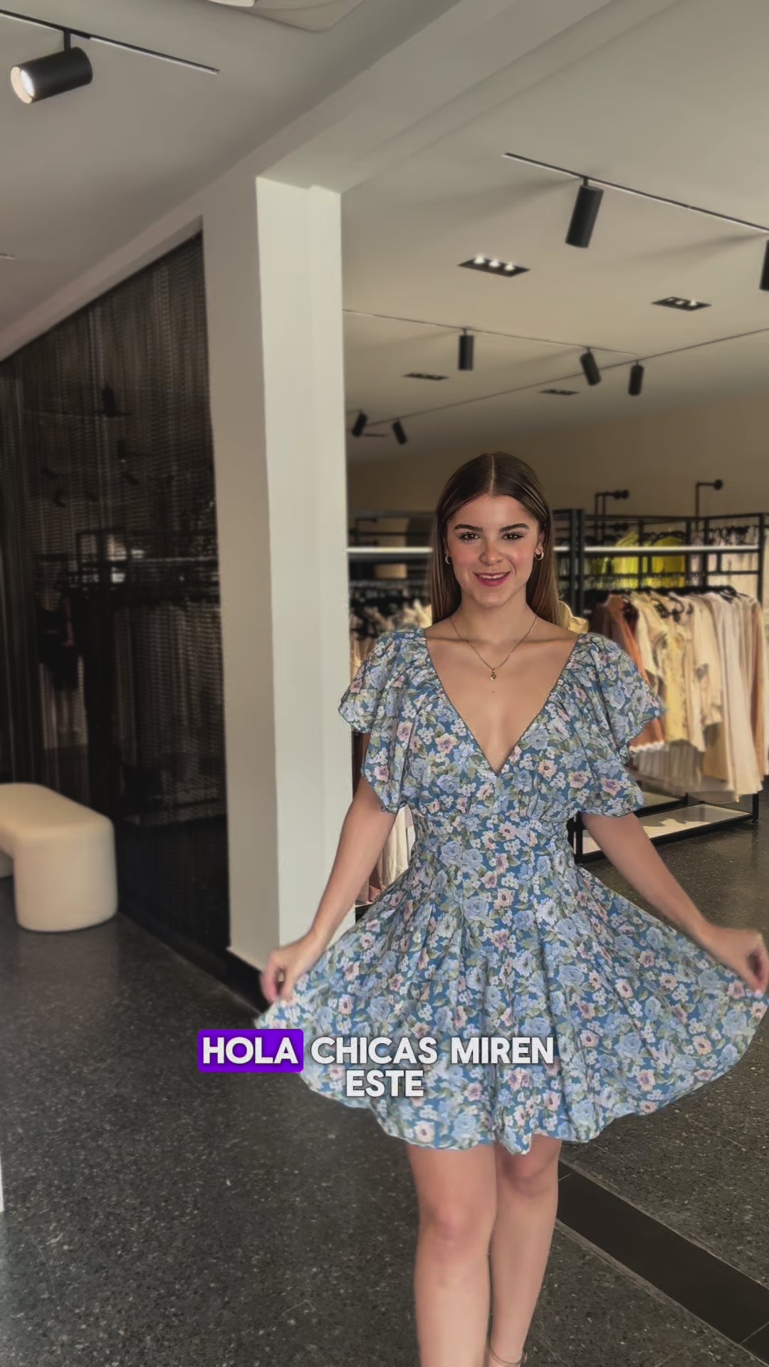 FLORAL FLUTTER SLEEVE PLEATED WAIST MINI DRESS