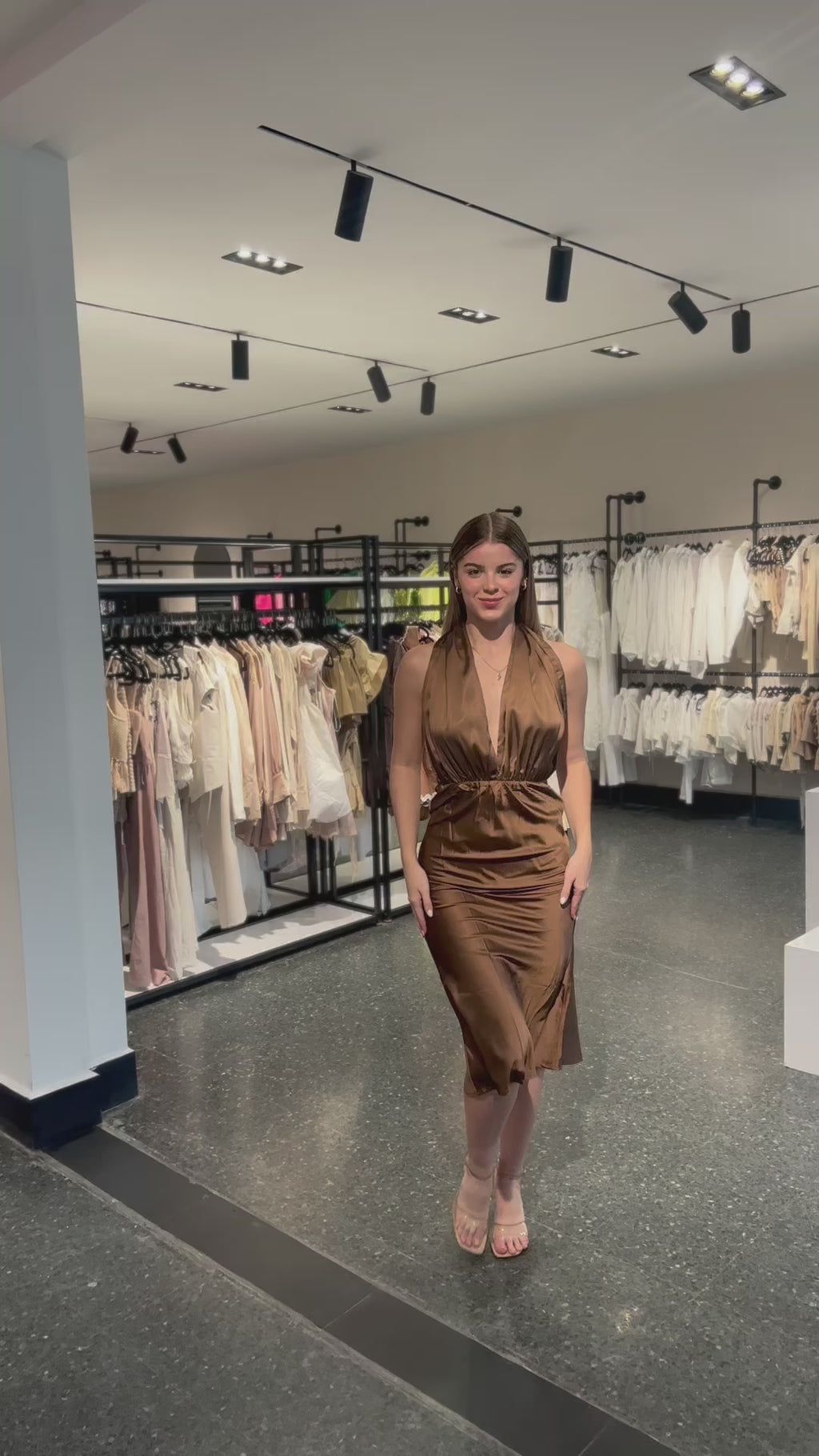 HALTER RIBBON BACK DRESS