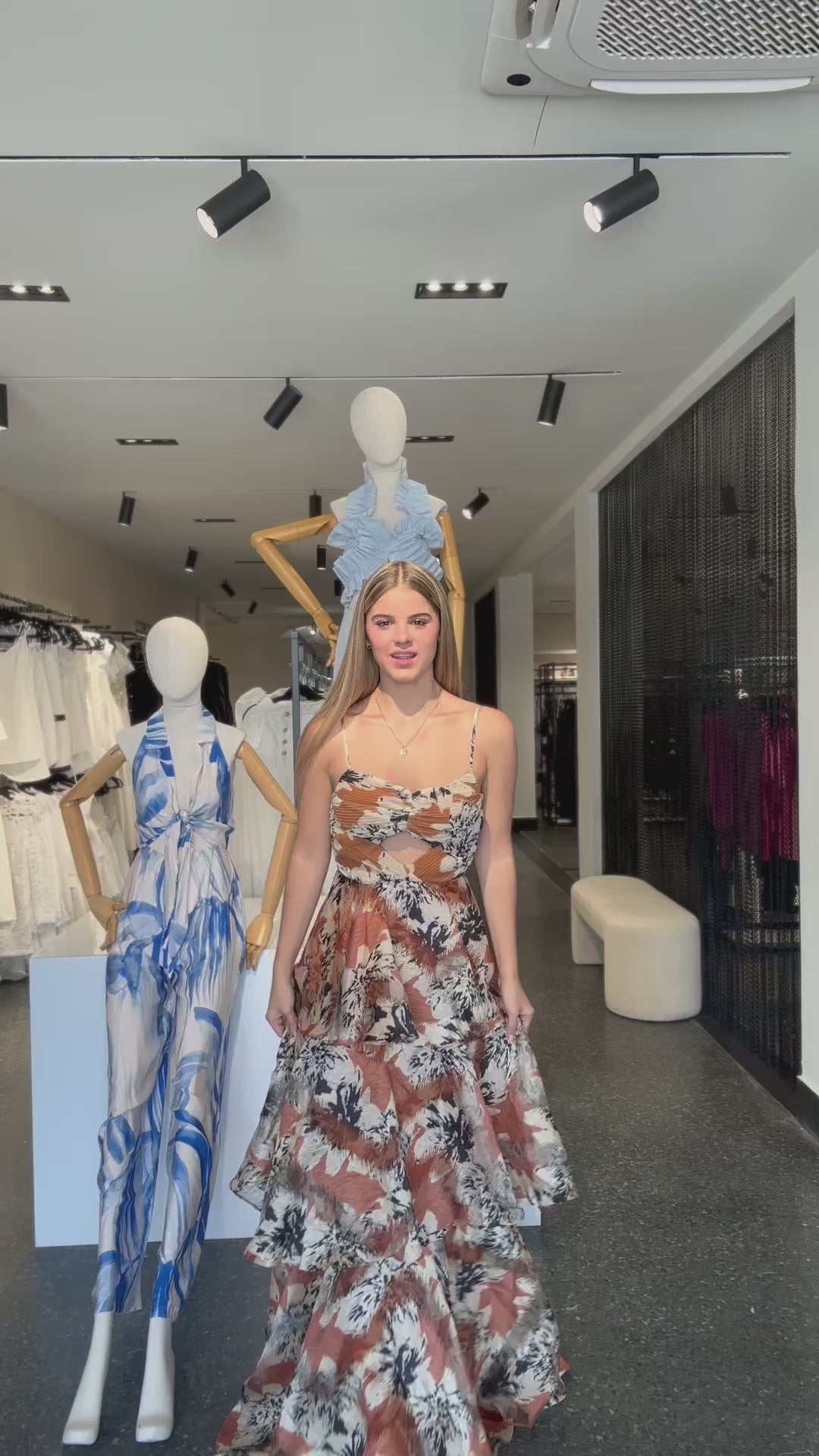 TEXTURED ORGANZA TIER MAXI DRESS