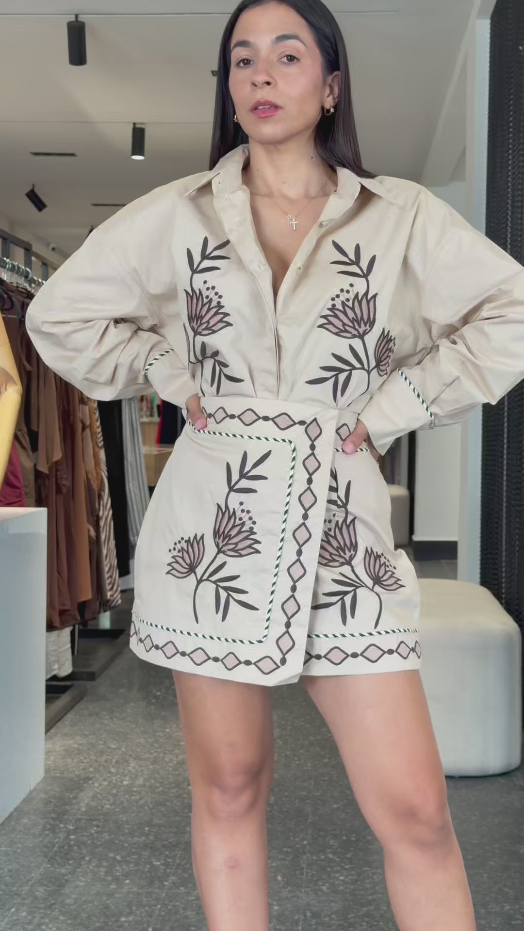 Taupe Embroidered Set-6