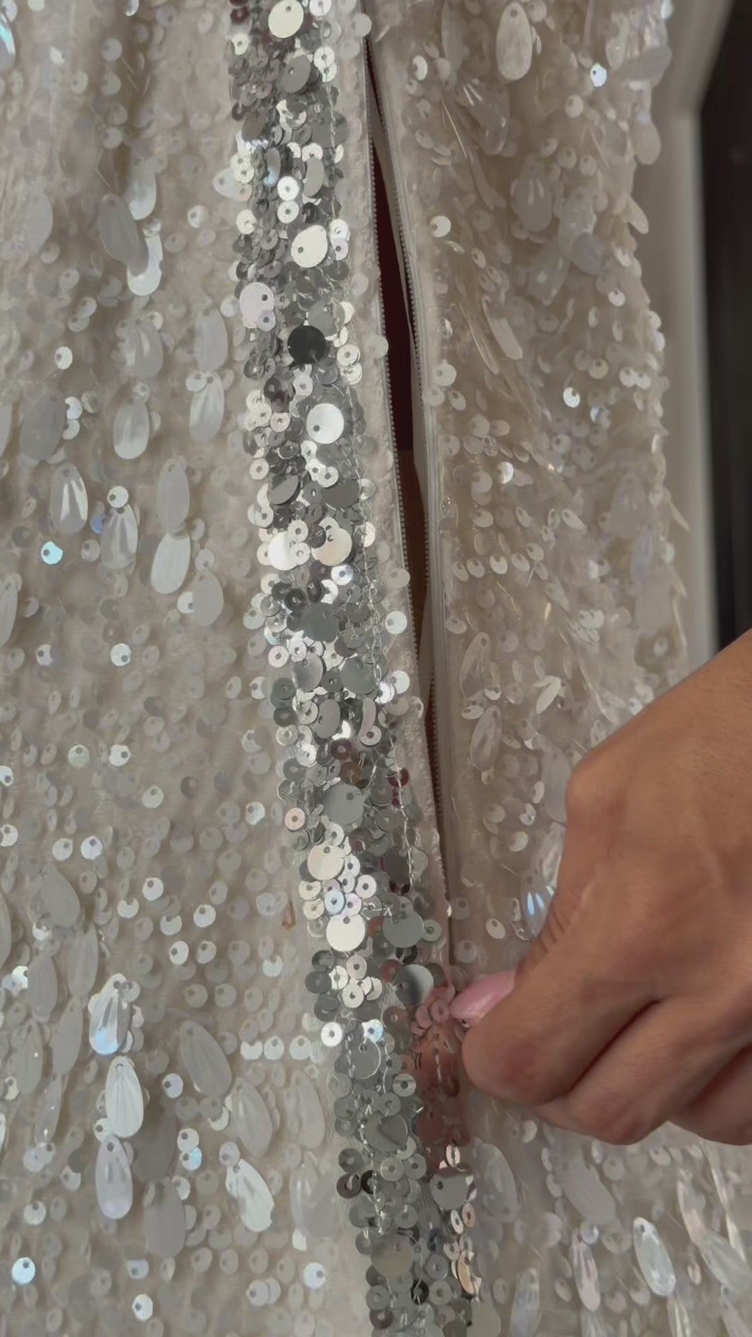 Cream Sequin Mini Dress-6
