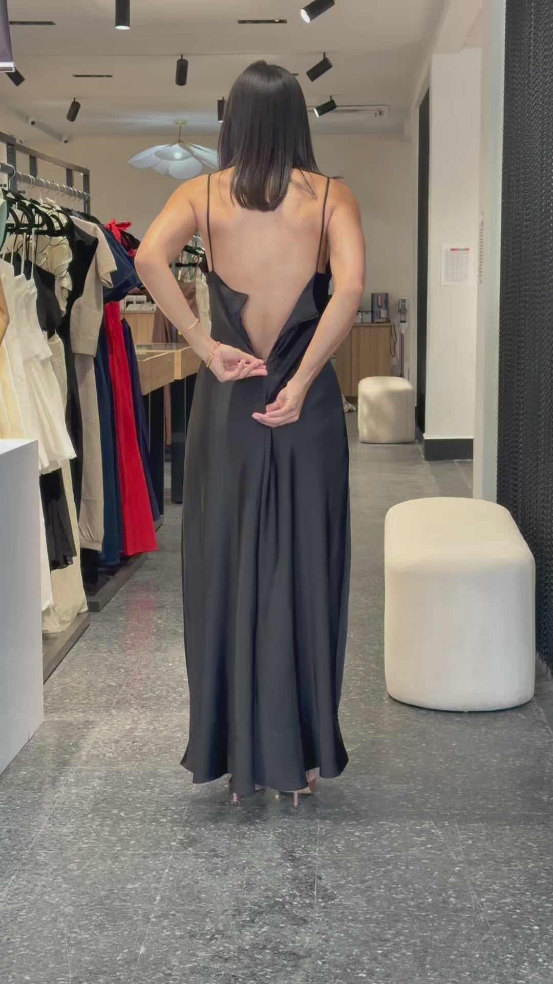 Satin Bias Black Dress-4