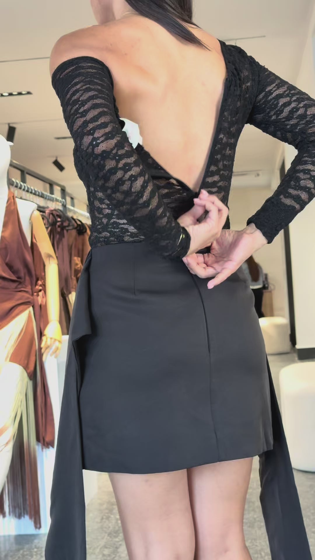 Midnight Lace Mini Dress-5