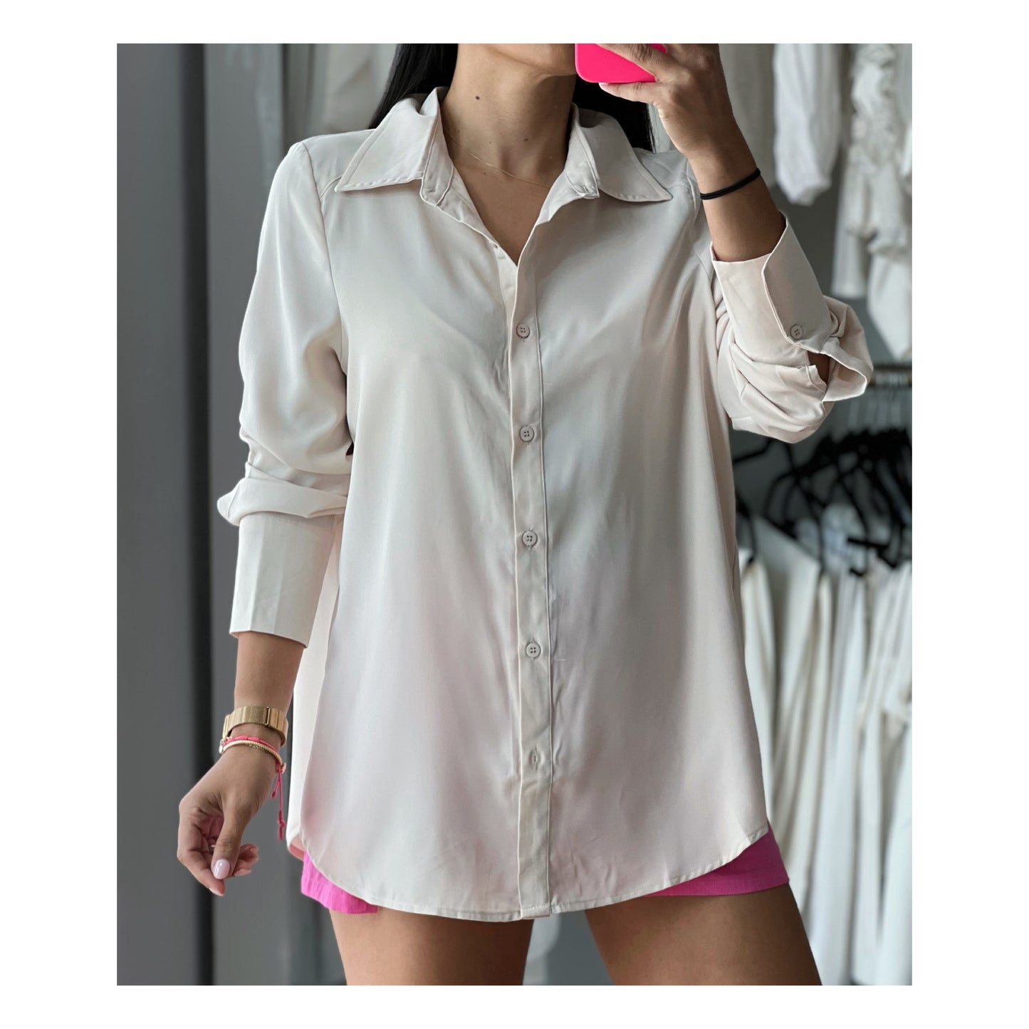 Bra Top And Button Shirt Set