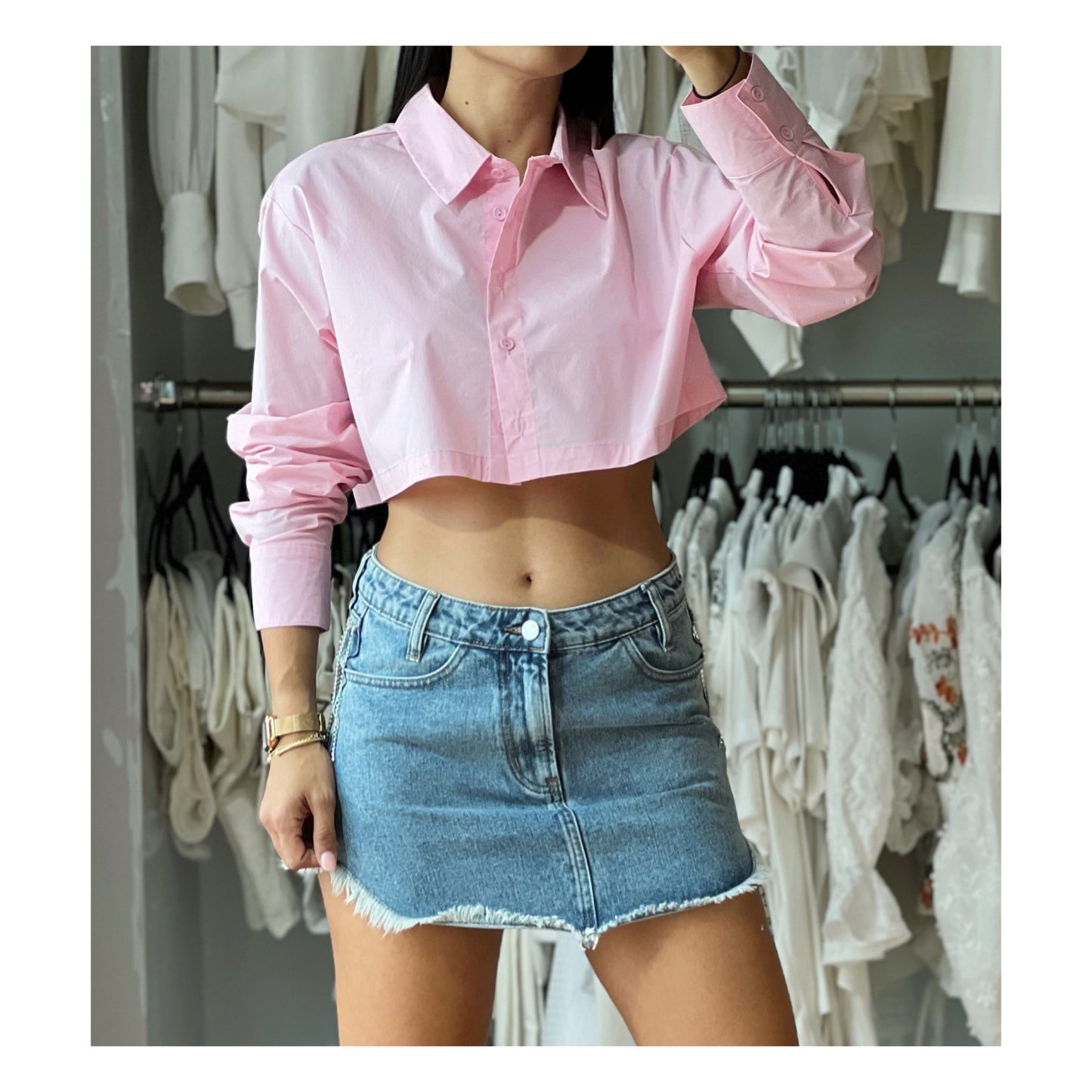 Denim Rhinestones Mini Skirt