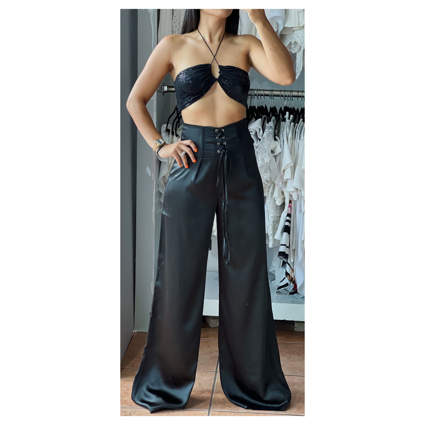 Sequin Mini Crop Top