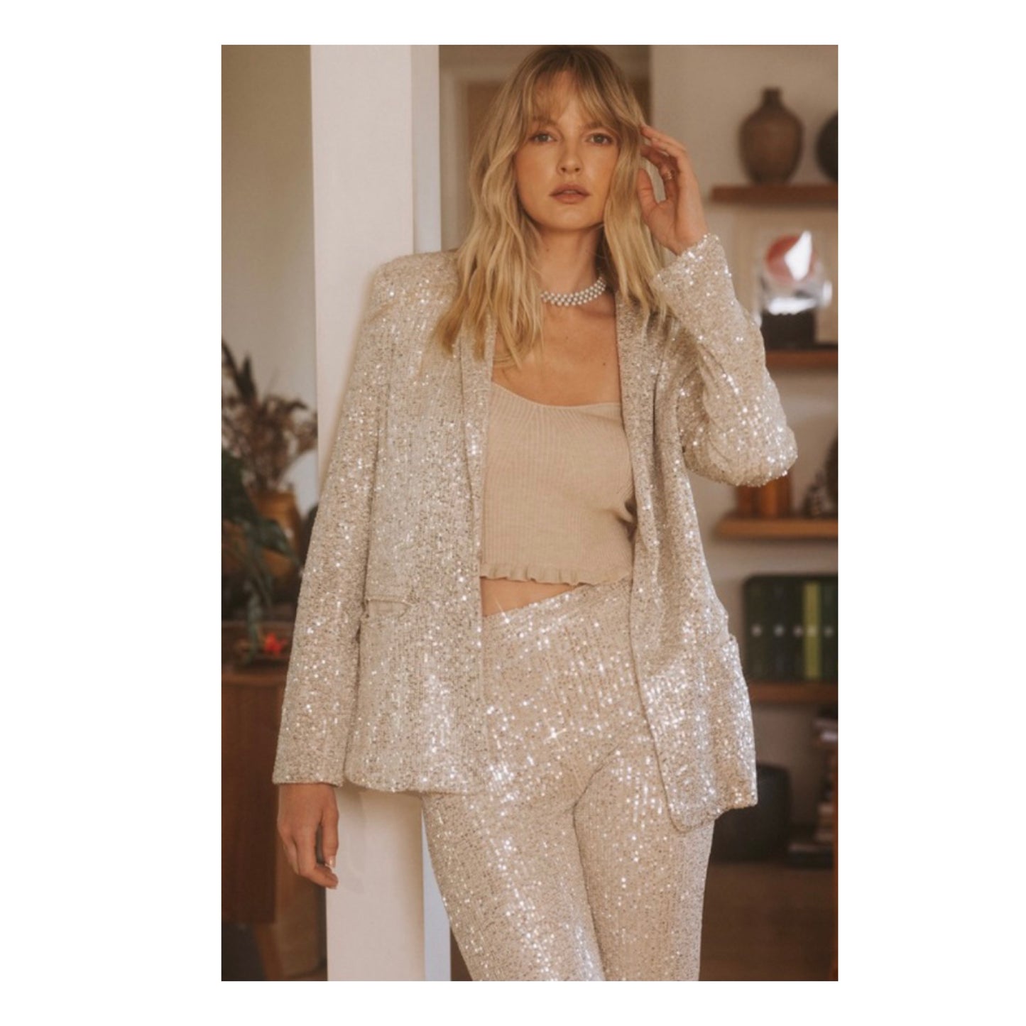 SJ Beige Sequin Blazer