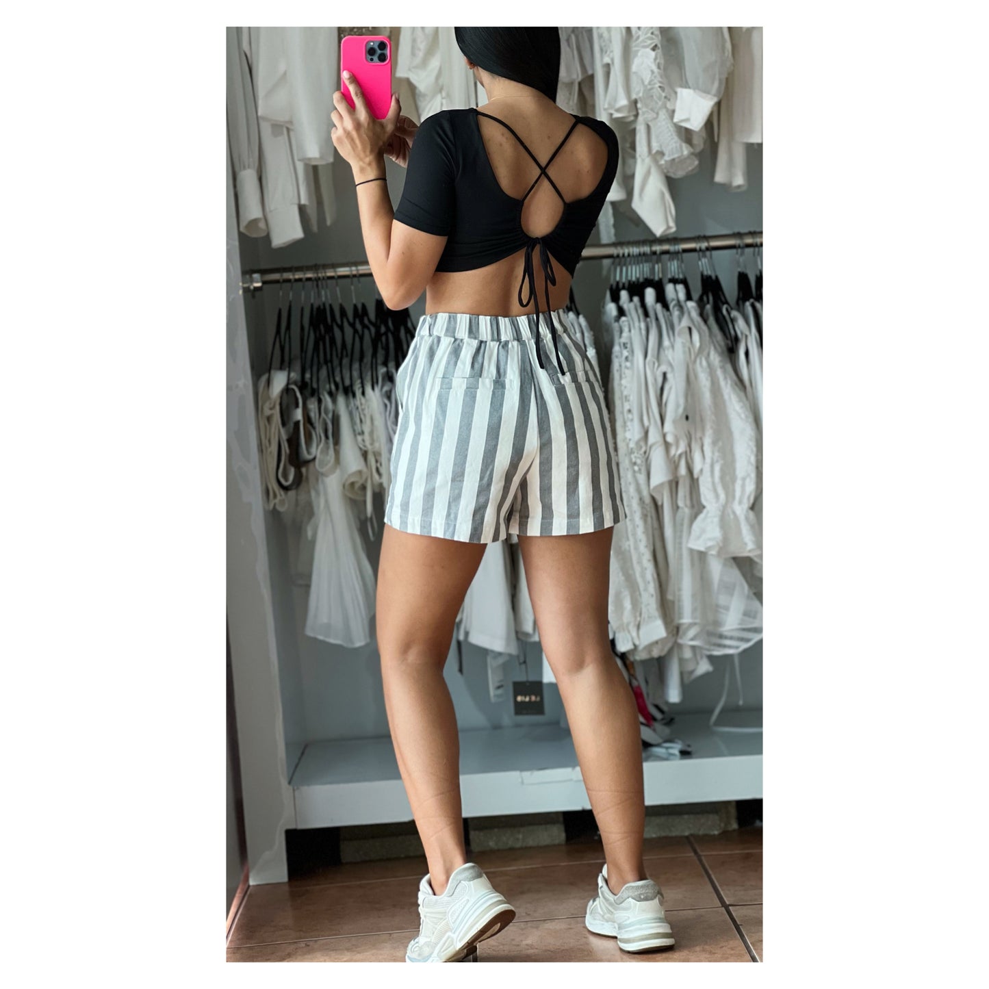 Elastic Waist Grey Shorts